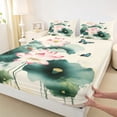 thumbnail image 3 of Homewish Rustic Lotus Twin Sheet Sets,Modern Aesthetic Art Twin Fitted Sheet,Green Lotus Leaves Flat Sheet For Girls Kids,Microfiber Bedroom Decor,3-Piece, 3 of 7