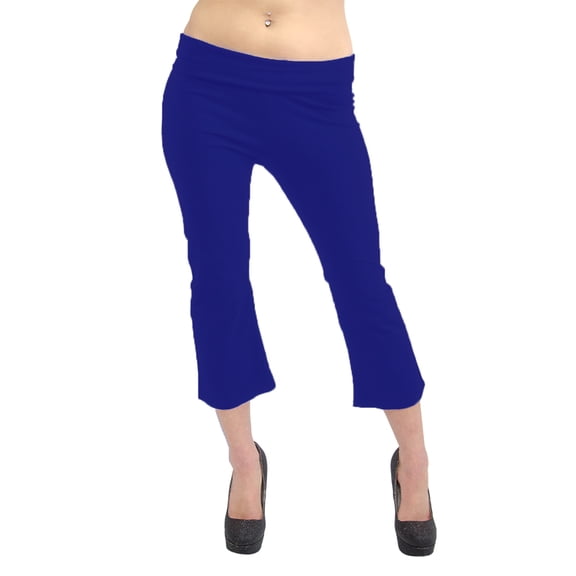 Vivian's Fashions Yoga Pants - Capri, Misses Size (Royal Blue, XS)