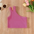 thumbnail image 2 of KyCheLot Girls Knit Tank Top Ribbed Cotton Soft One-Shoulder Sleeveless Strappy Basic Crop Tank Top 2-8 Years, 2 of 3