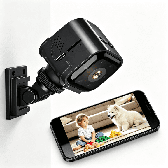 1080P HD Mini WiFi Security Camera Wireless Indoor Surveillance Cam with Night Vision Two‑Way Audio Motion Detection Built‑in Battery for Home Pet Baby Monitoring