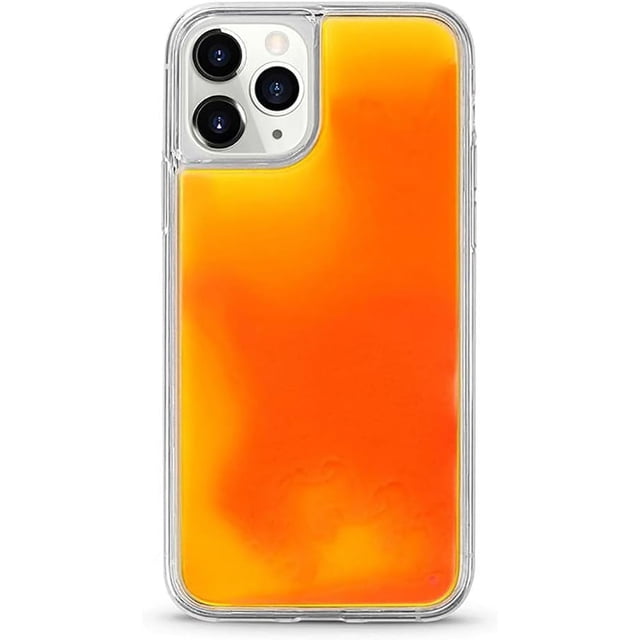 HAHDAXIA Liquid Fluorescent Case for iPhone X / XS,Luxury Fun Glow in The Darkness Quicksand Clear Hard PC + Soft TPU Bumper Luminous Shockproof Protector (Orange, iPhone X / XS)