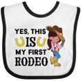 thumbnail image 3 of Inktastic Yes, This is My First Rodeo- Cowgirl in Hat and Boots Girls Baby Bib, 3 of 4