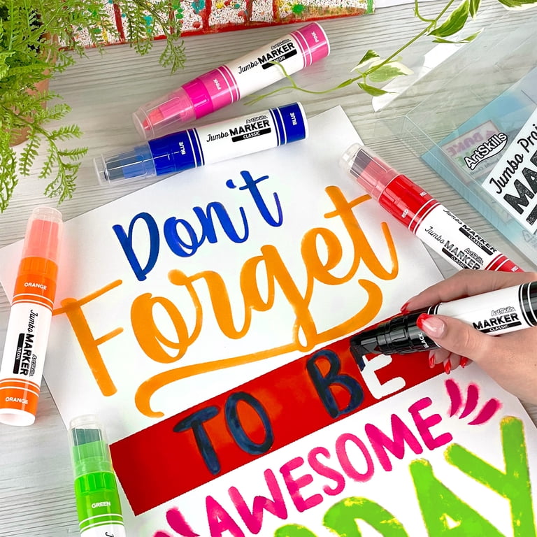 ArtSkills Jumbo Chisel-Tip Markers, 6-Pack Neon & Classic photo 8