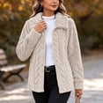 thumbnail image 4 of WIZUTIZ Women's Solid Color Double-Sided Fleece Jacquard Lapel Collar Jacket Long Sleeve Warm Winter Coat Loose Fit Cozy Outerwear with Pockets, 4 of 8