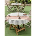 thumbnail image 4 of Outdoor Tablecloths with Umbrella Hole & Zipper, Orange Striped Round Tablecloths 60 Inch, Abstract Modern Geometric Stripes Waterproof Table Cloth, Patio/Pool/Picnic Table Covers, 4 of 8
