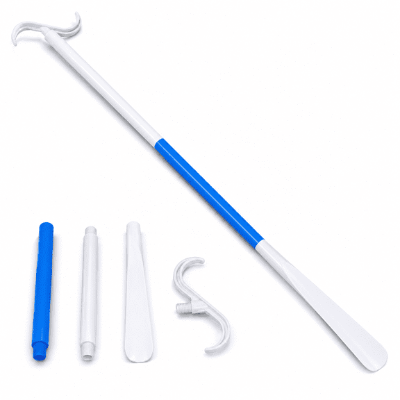 33" Long Dressing Stick with Shoe Horn with Sock Removal Tool,Adjustable Extended Dressing Aids for Shoes,Socks,Shirts and Pants
