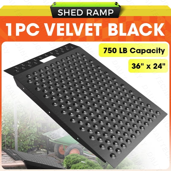 VNN 36"x24" Shed Ramp for Riding Mower, 1500lbs Capacity Anti-Slip Punch Plate Ramp for ATV, Motorcycle, Tractors, 1PC Velvet Black