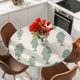 thumbnail image 2 of Abstract Art Fish Green Round Tablecloth 36-44 Inch Round Fitted Table Cloth with Elastic Edge, Coastal Ocean Summer Marine Life Waterproof Table Cover Protector for Outdoor Picnic Party Dining, 2 of 9