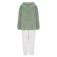 thumbnail image 4 of UAMVSH 2 Piece Fuzzy Fleece Hoodie Outfits for Women Plus Size Warm Hooded Pullover and Pant Plush Pajama Sets Winter Loungewear(X-LargeGreen 1), 4 of 7