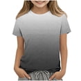 thumbnail image 1 of Zpanxa T Shirts for Girls Solid Color Round Neck Loose Fit Print Pattern Top Polyester Spandex 7-8 Years, 1 of 5