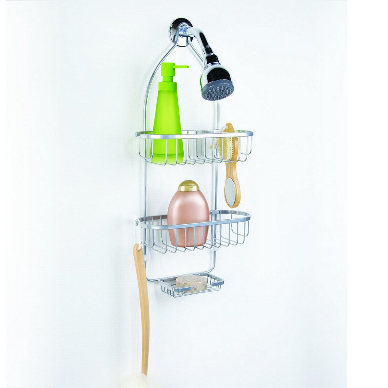 Over The Showerhead Open Wire Shower Caddy With 2 Adjustable Shelves