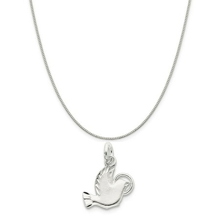 - Sterling Silver Dove Charm on a Sterling Silver Box Chain Necklace, 20
