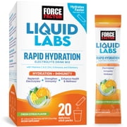 Force Factor Liquid Labs Immunity Electrolyte Powder, Hydration Powder with 5 Electrolytes, Vitamins, Minerals & Antioxidants, Citrus, 20 Stick Packs