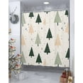 thumbnail image 4 of Polyester Fabric Green Beige Christmas Shower Curtain, Xmas Tree Snowflake Waterproof Bathtub Curtain Bathroom Decor Set with Hooks 72 x 72 Inches,, 4 of 6