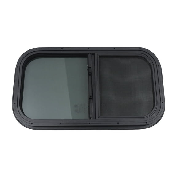 Black Vertical RV Window,20% Transmittance ,Tempered Glass,Aluminum Frame,Easy Install,Mosquito-Proof Mesh,for RVs & Trailers