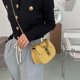 thumbnail image 1 of Bolsa cruzados de sillín para mujer de cadena de hombro de PU semicírculo (Amarillo) Ehuebsd Para estrenar, 1 of 9