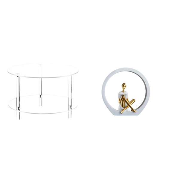 Mesa auxiliar redonda de acrílico,Mesa auxiliar redonda de acrílico,mesita de noche.,Mesa auxiliar redonda pequeña de acrílico transparente para bebidas,Estatua de niña,Estatuas de niñas