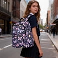thumbnail image 6 of FKELYI 17 Inch Schoolbag for Girls Primary School Bookbag Kids Backpack with Multi-Pockets Purple Flower Butterfly Print Lightweight Casual Daypack Travel Rucksack, 6 of 7