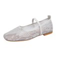 thumbnail image 2 of Samdudou Ballet Flats for Women Closed Toe Square Front Mary Jane Shoes Romantic Sheer Lace Mesh Floral Pattern Breathable Slip On Footwear with Elastic Strap for Everyday, 2 of 9