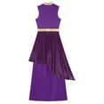 thumbnail image 4 of TiaoBug Womens Praise Worship Dance Overlay Tunic Asymmetrical Dance Dress with Loose Fit Pants Purple XXL, 4 of 7