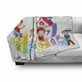 thumbnail image 3 of Educational Soft Flannel Fleece Throw Blanket, Happy Kids Boys and Girls with Number Blocks Triangle Rectangle and Square, Cozy Plush for Indoor and Outdoor Use, 60" x 80", Multicolor, by Ambesonne, 3 of 6