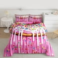 thumbnail image 2 of Feelyou Kawaii Pink Donut Queen Comforter Set, Dessert Cake Bedding Comforter Set, 3pcs, 2 of 8