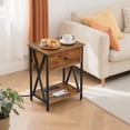 thumbnail image 2 of VECELO Set of 2 Nightstand with Charging Station and USB Ports, End Table Side Table with Drawer and Shelf for Bedroom, Living Room, Sofa Couch, Brown, 2 of 10
