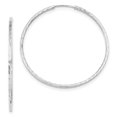 thumbnail image 1 of 14K White Gold Diamond Cut Square Tube Endless Hoop Earrings, 1 of 2