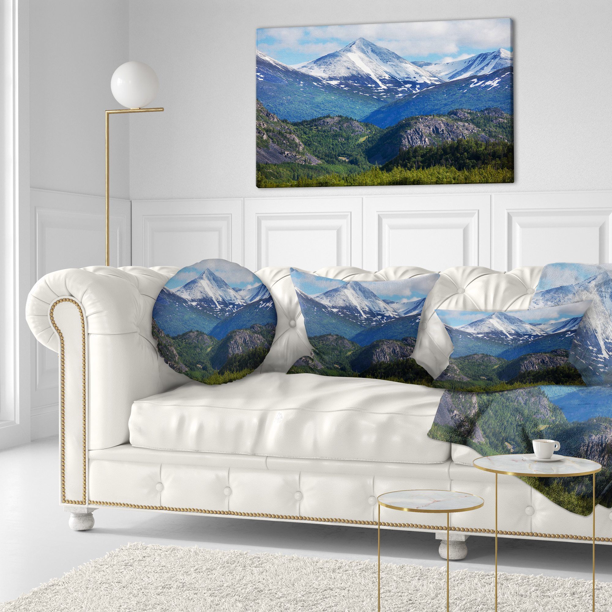 Designart Frosty Mountains on Alaska - Landscape Printed Throw Pillow - 12x20