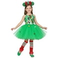 thumbnail image 2 of Cuzibr Girls Winter Dress Green Tutu Party Gown Spaghetti Strap Sleeveless Christmas Tree Sequins Pattern Tulle Dress With Socks Headband Outfits Clothes Baby To Toddler,Green,6-7 Years, 2 of 9