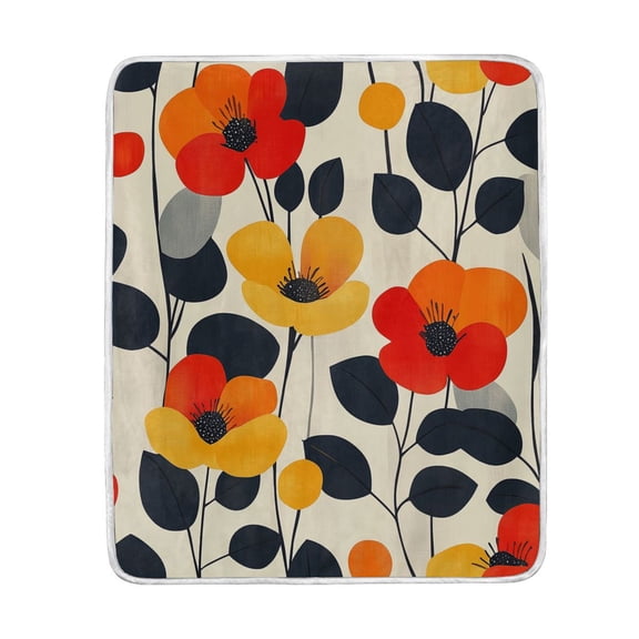 Yayeee Throw Blanket for Couch Soft Warm 50" x 60" Sofa Chair Bed Decoration, Floral Pattern