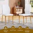 thumbnail image 4 of Hi loPres 5-Piece Dining Set, 47" White Faux Marble Table with 4 Shell White PU Chairs, 1.3" Thick Top and Stable Gold Metal Legs Suite, 4 of 11
