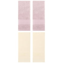 Unique Bargains 4 Pcs Striped Quick Drying Non-Linting Hand Towel Beige/Light Pink