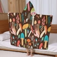 thumbnail image 5 of Colorful Mushroom Floral Brown Pattern Hooded Bath Towel，60"x35" for Ages 3 To 12 Kids, Quick Dry Lightweight Soft Microfiber Hood Beach Towel Cover Up for Kids, 5 of 7