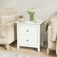 thumbnail image 4 of Gymax 2 Pcs Table de Nuit Moderne avec Rangement 2 Tiroirs et Pieds de Soutien pour Chambre Blanc, 4 of 9