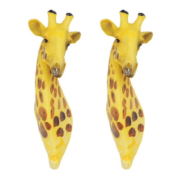 EeaseMX 2 ganchos rústicos con forma de cabeza de jirafa, decorativos para pared, adornos de animales.