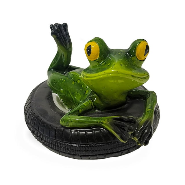 (Rana de neumáticos) Jardín patio diversión con agua adornos flotantes simulación de piscina decoración animal estanque rana serie 14*13*9,5 cm