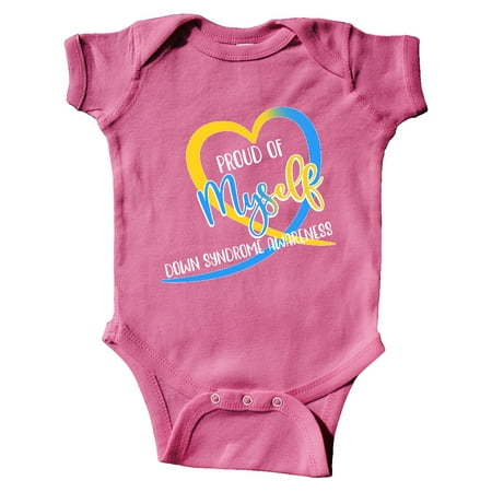 

Inktastic Proud of Myself Down Syndrome Awareness Heart Ribbon Gift Baby Boy or Baby Girl Bodysuit
