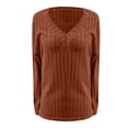 thumbnail image 4 of Women's Pullover Sweater Womens Soft Long Sleeve V Neck Shirts Solid Casual Decorative Buttons Knitted Pullover Tops, Women's Pullover Sweater L, 4 of 4