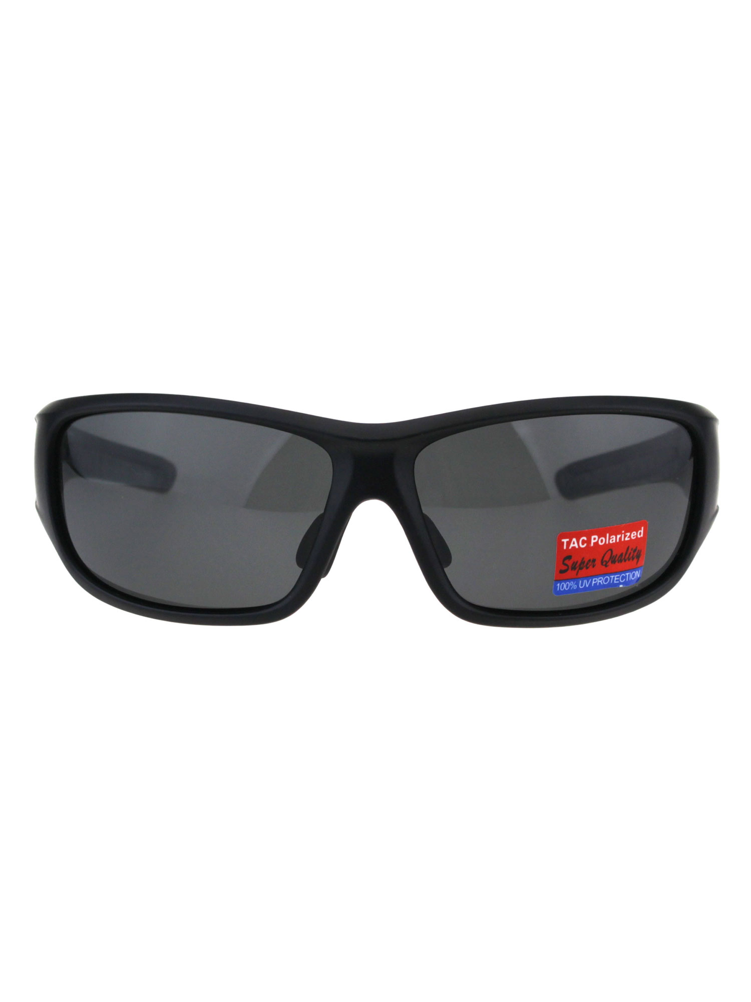 Polarized Anti Glare Warp Plastic Sport Biker Mens Sunglasses Matte Black Black 