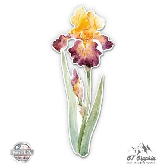 Iris Flower Pretty - 3" Vinyl Sticker - For Car Laptop I-Pad Phone Helmet Hard Hat - Waterproof Decal