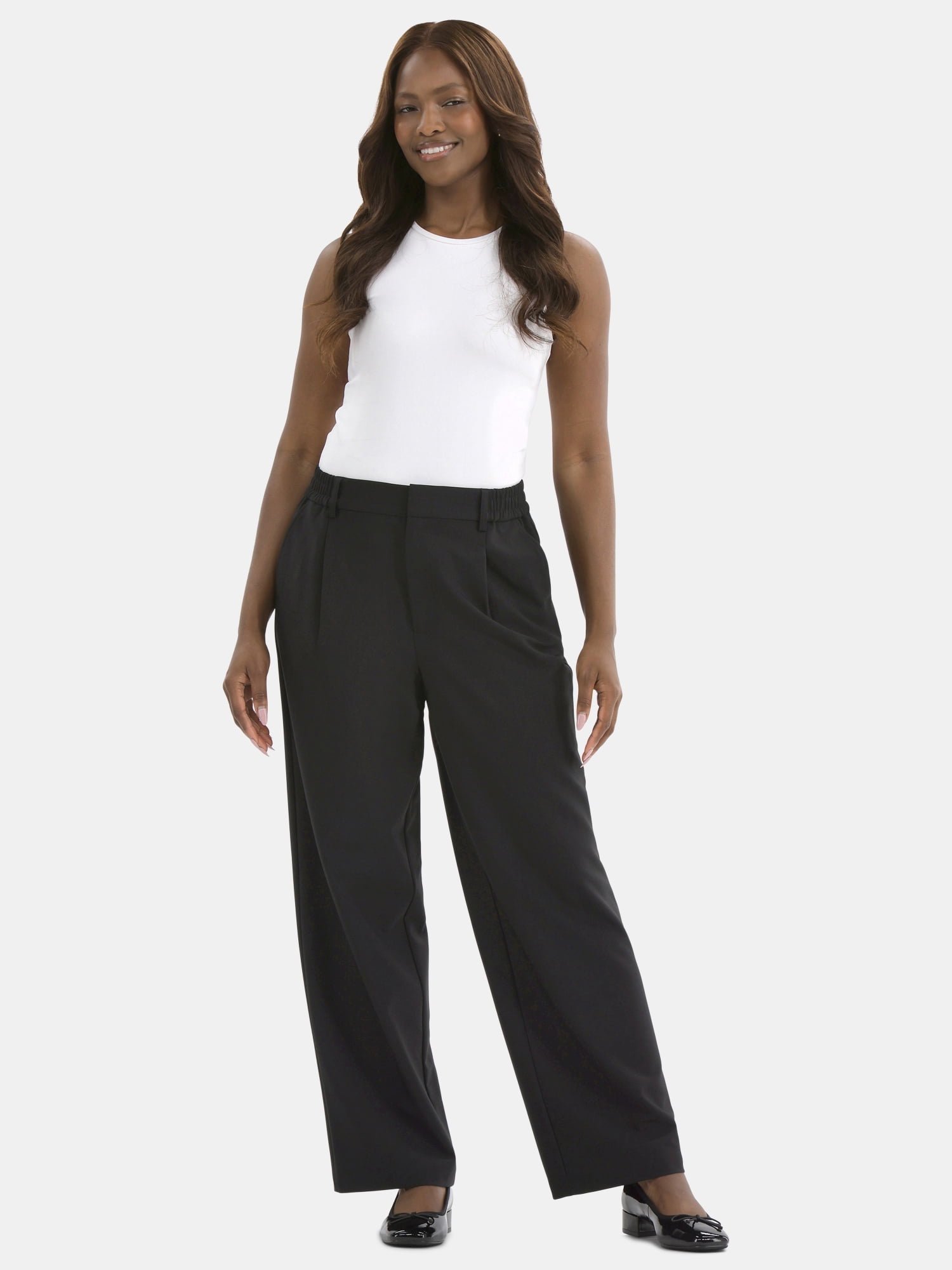 Time and Tru Women's Slouchy Tailored Pants, 30" Inseam, Sizes 0-18