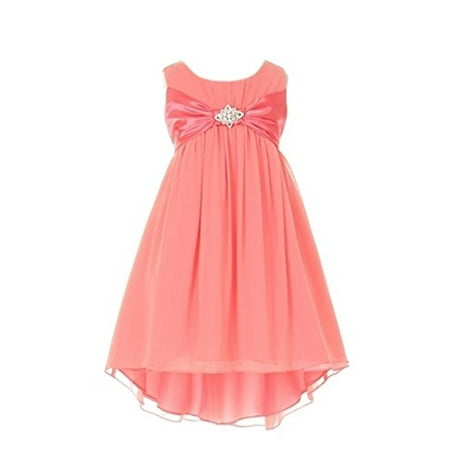 StylesILove Girl's 4-14 Chiffon Dress with Rhinestone Brooch, Made in USA (Size 10, (Best Dress Style For Size 14)