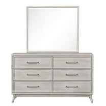 Roundhill Furniture Seluna 6-Drawer Bedroom Dresser with Mirror, Gray Oak Finish