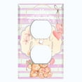thumbnail image 2 of Metal Light Switch Wall Plate Outlet Cover (2 Teddy Bears With Love Heart Balloon Flower Pink Stripes - Single Duplex), 2 of 2
