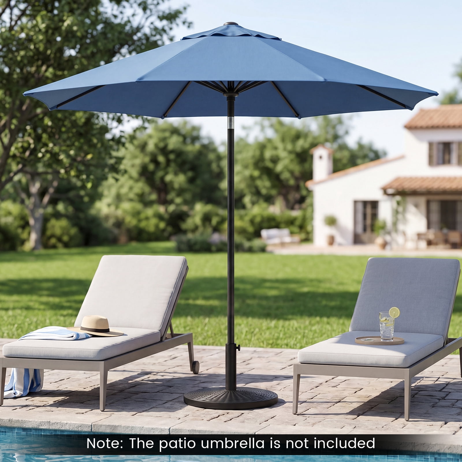 Costway Concrete Patio Umbrella Base, Heavy-duty Round Umbrella Stand with Rattan Pattern