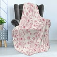 thumbnail image 4 of Floral Soft Flannel Fleece Throw Blanket, Romantic Rose Flower Bouquet Blooms in Soft Pastel Tones Botanical Rococo Design, Cozy Plush for Indoor and Outdoor Use, 50" x 60", Pale Pink, by Ambesonne, 4 of 5