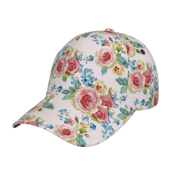 Picia Rose Flowers pattern Trucker Low Profile Hat Men Women Baseball Cap Dad Hat Adjustable Unconstructed Plain Cap