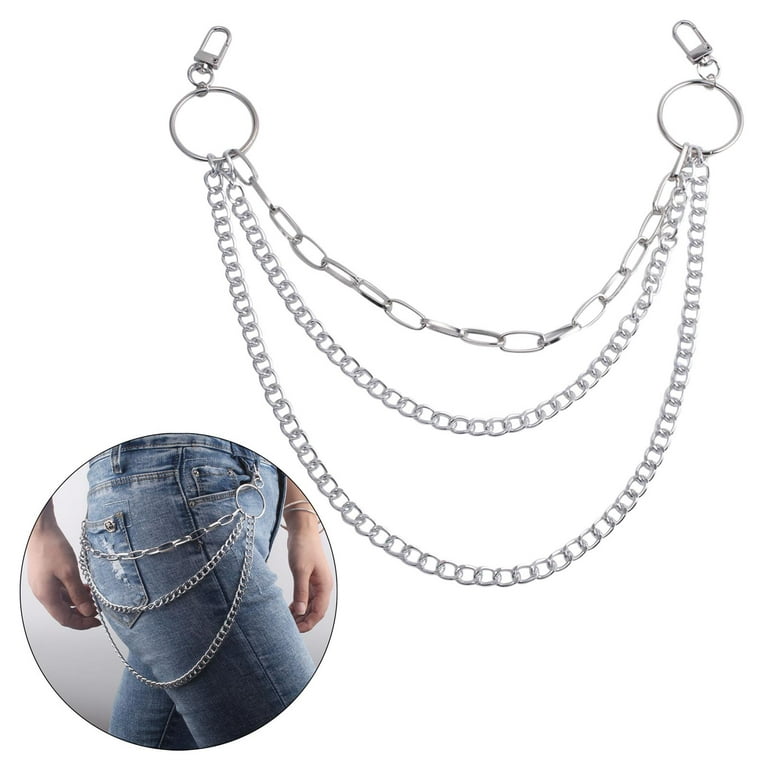 Sharplace Pants Chain for Men Women, Punk Pocket Belt Key Chains Hop Jean Gothic Waist Belt -, Men's, Size: One size, Silver