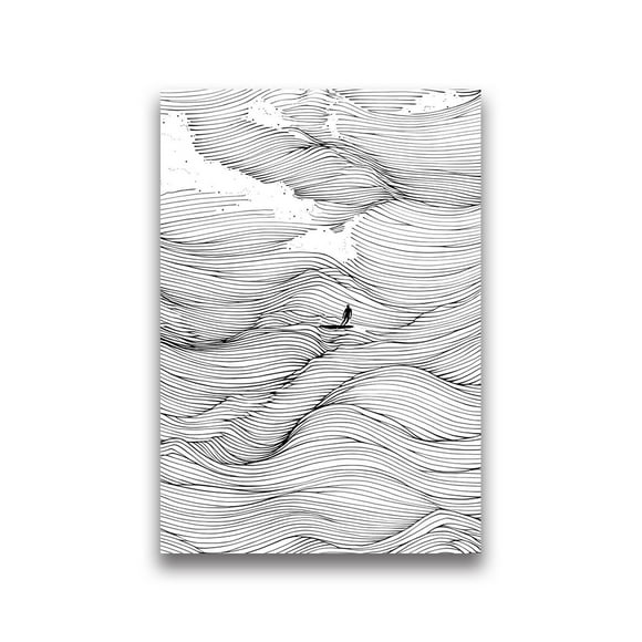 Waves Line Art Pictures Surfing Penguin Manta Dolphin Whale Prints Canvas Painting for Home Living Room Decoration50 x 70 cm (without frame),11